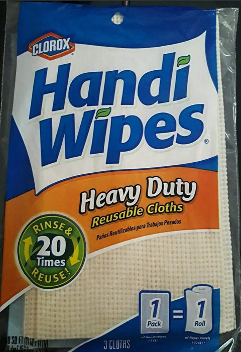 Package of Heavy Duty Reusable Cleaning Wipes, Rinse and Reuse Up To 20 Times, Machine Washable, Multipurpose for Tough Messes