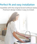 Woman installing Replacement Faucet Water Filter For Aquasana AQ-4035 Systems in kitchen, ensuring clean fresh tasting tap water.