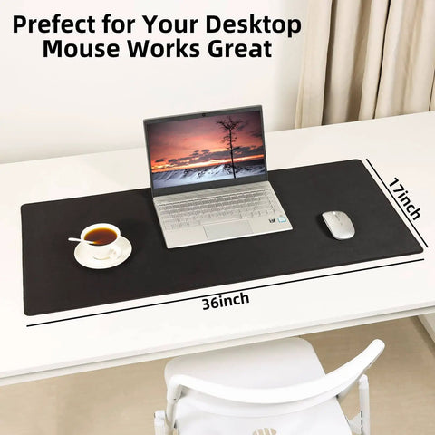 Beastly Gaming Mouse Pad 36 By 17 Inches Waterproof Non Slip Desk Keyboard Mat With laptop and mouse on desk