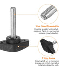Tee Wing Knob Thumb Screws M6 x 35mm Black Plastic Hand Clamping Knobs Grip Tight For Equipment And DIY Projects 4 Pack Easy Hand Turned Fasteners For Secure Adjustments, zinc plated threaded stud