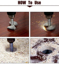 Forstner drill bit 45mm tungsten carbide wood hole cutter, Amazon brand, front view
Forstner drill bit 45mm tungsten carbide wood hole cutter, Amazon brand, side view
Close-up of 45mm tungsten carbide Forstner bit drilling wood with shavings
Installed in wood, 45mm hole bored by Forstner bit, surrounding shavings