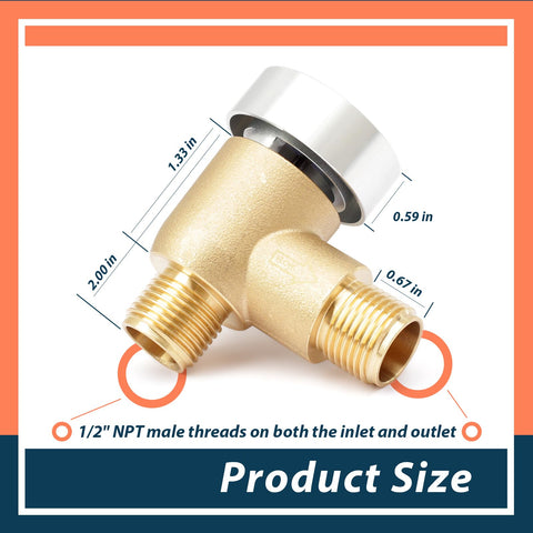 Brass RV Vacuum Breaker Check Valve for Camper Trailer with 1/2 inch NPT threads, backflow prevention for black tank system