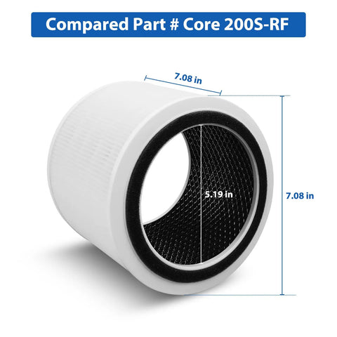 Replacement Filter Pack For 200S And 200S-P Smart WiFi Air Purifiers, white cylindrical H13 True HEPA filter, size dimensions