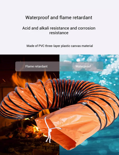 Zero Hassle Portable Fume Extractor And Hardcore Dust Extraction Fan With Adjustable Duct showing waterproof and flame retardant PVC hose.