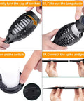 Installation steps of 6 Pack Solar Flickering Flame Torches Waterproof Outdoor Garden Lights with realistic flame effect.
