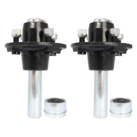 Heavy Duty Two Pack Trailer Idler Hub Kit Fits 2000 Lb Axle With Four On Four Bolt Pattern And One Inch BT8 Spindle with Bearings