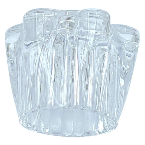 Clear Acrylic Replacement Faucet Knob Set for Windsor Tub and Shower, Close-up of 12 Spline Broach Clear Acrylic Knob Front View