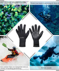 Water Sports Neoprene Gloves 3mm With 4 Way Stretch And Adjustable Strap For Snorkeling Diving Kayaking Surfing Black XL