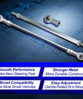 Adjustable Steering Tie Rods Set Of 2 238mm 240mm Lengths With 8mm Hole For 49cc Go Karts And Electric ATVs Built Beefy From Rust Resistant Metal For Easy Fit And Long Lasting Performance, shown with adjustable metal ends