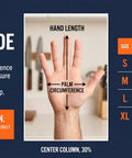 Anchor Safety Gear size guide for Level 9 Cut Resistant Kitchen Gloves With HPPE Food Grade Materials, hand size reference.