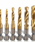 Pro Grade 6 Piece Drill and Tap Set with HSS Titanium Bits for NC Threads