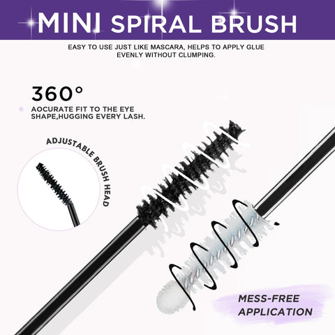 Mini spiral brush for Lash Bond And Seal Waterproof Adhesive For Cluster Lashes Double Ended Eyelash Glue Black Long Lasting 72 Hour Hold