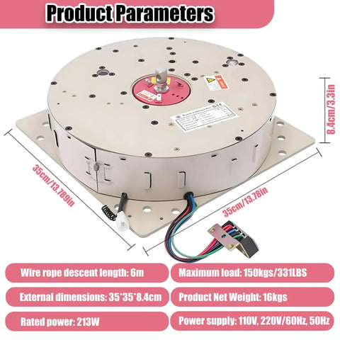 Electric Pendant Lamp Lifter With Remote Control And Wall Switch 2 In 1 Chandelier Hoist System product parameters diagram