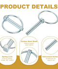 Heavy Duty Lynch Pin Set 5/16 By 1 3/4 Inch 10 Piece For Tractors Trailers Farm Trucks And Mowers Carbon Steel With Ring 8 Mm pin diameter silver tone