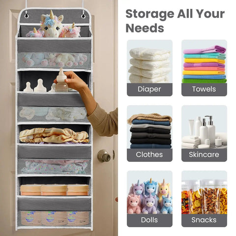 Crush Your Household Grind With This Solid Over The Door Organizer Sporting Four Heavy Duty Shelves And Four Deep Side Pockets Crafted For Flexible Hanging Storage Featuring Reinforced Hooks That Hold Forty Four Pounds Like A Boss