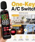 Digital Sound Level Meter With 30 To 130 dB Range A And C Weighting Fast Or Slow Response Max Min Data Hold Color Backlit Display Ideal Noise Meter For Home Office Shop Floor And Neighbor Noise Checks, handheld