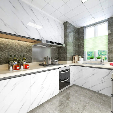 Grey White Marble No Fuss Easy Peel And Stick Contact Paper For Countertops And Backsplash Waterproof And Heat Resistant kitchen