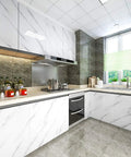 Modern kitchen with Marble Look Countertop Contact Paper Peel And Stick Vinyl Roll 36 Inch Wide Waterproof Wallpaper For Kitchen Backsplash