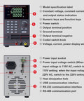 Front and rear view of Programmable DC Power Supply 0 to 150V 5A 300W For Lab Bench, showing controls and ports.