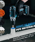 Pro Grade Versatile PVC Pipe Reamer Kit Set with Nine Reamers used on pipe, fits standard drills for Schedule Forty PVC and ABS.