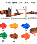 Kids Outdoor Ninja Climbing Holds Set With 18 Rock Grips And 6 Ratchet Straps For Backyard Tree Obstacle Course Training