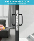 Matte Black Barn Door Handles 2 Pack Heavy Duty Aluminum Alloy Pull Handles With 5 Inch Hole Center installed on door