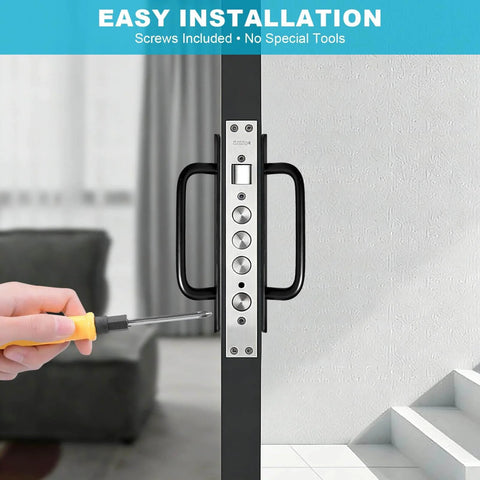 Matte Black Barn Door Handles 2 Pack Heavy Duty Aluminum Alloy Pull Handles With 5 Inch Hole Center installed on door