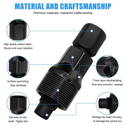 Two Pack Bike Crank Puller Tool For Square Taper And Splined Cranks, carbon steel, rust-resistant features, easy one hand removal.