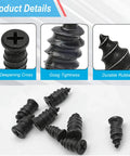 Sixty Piece Heavy Duty Tubeless Tire Repair Kit With Slick Rubber Nails And Quick Cure Glue For Instant Puncture Fix and No Sweat Roadside Rescue showing rubber nails in various sizes.