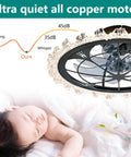 Yunstore Vaxlamp 21" Caged Ceiling Fan with Light and Remote (Matte Black Pointed Tip) above a sleeping baby.