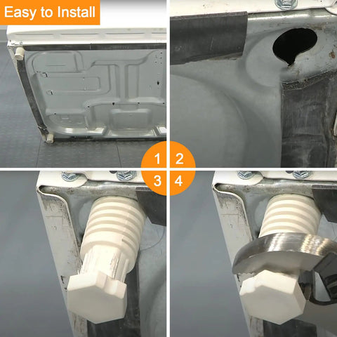 49621 PS1609293 Dryer Leveling Feet installation process for Whirlpool dryers, showing four adjustable feet setup for easy installation