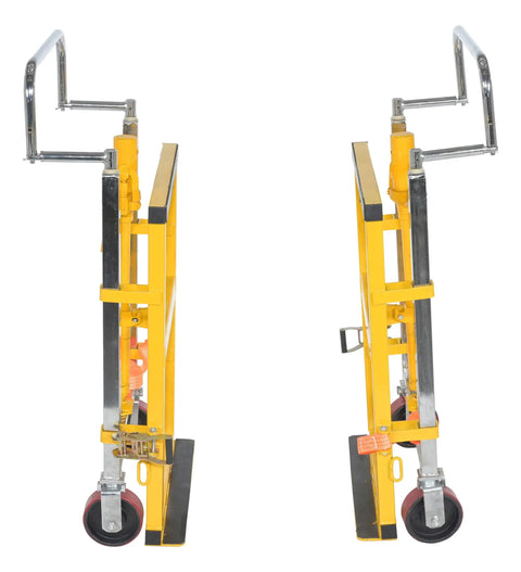 Vestil Mfm-4000 Steel Machinery And Vending Machine Lifts, 15 x 26 inch footprint, with heavy duty yellow frame and casters.