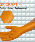 GP CRAFT orange 8mil nitrile safety glove with diamond grip, front view