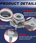 Front Wheel Bearing Hub Assembly Replacement For Nissan Rogue 2008 2013 Rogue Select 2014 2015 Sentra 2008 2012 2.5L 4 Cylinder Only 5 Lug Direct Fit Installation Ready, showing details of splines, studs and bearings.