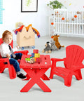 Durable Plastic Kids Table And Chair Set For Outdoor Fun With Adirondack Style Chairs Ideal For Picnic Garden Patio Backyard And Beach Time Safe Non Toxic Materials For Toddlers