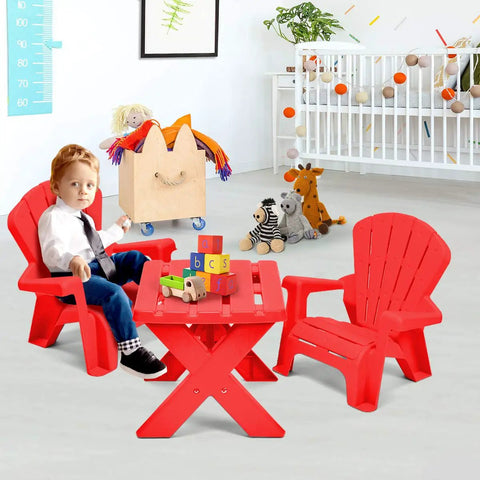 Durable Plastic Kids Table And Chair Set For Outdoor Fun With Adirondack Style Chairs Ideal For Picnic Garden Patio Backyard And Beach Time Safe Non Toxic Materials For Toddlers