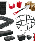 12 Piece Roof Decoration Kit For 1 By 18 TRX4M And 1 By 24 SCX24 Crawlers With Luggage Net, Recovery Boards, Fuel Tank, Tool Box, Shovel