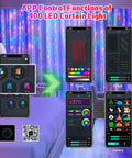 Programmable Colorful Smart LED Window Curtain Lights With APP Control IP65 Waterproof 400 RGB LEDs DIY Text And Pattern