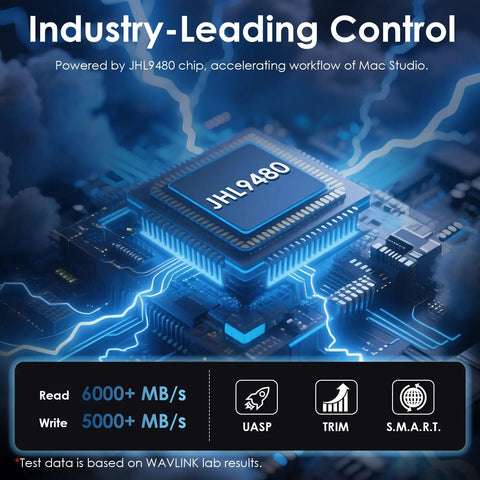 Next Level 80Gbps M.2 NVMe SSD Enclosure With Thunderbolt 5 And USB4 V2 Support for JHL9480 chipset showcasing read/write speeds.