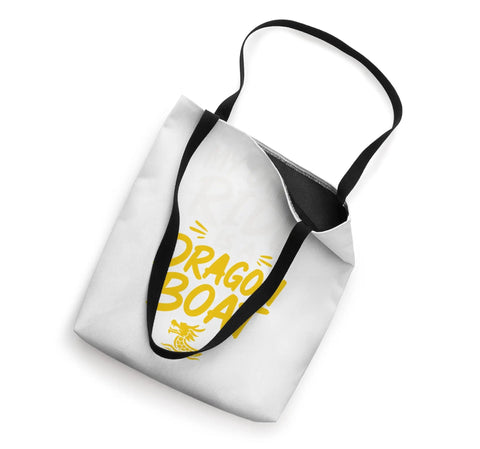 Dragon Boat Racing Tote Bag For Paddlers And Crew Members, Funny Water Sports Gear, 16x16 white tote with black handles