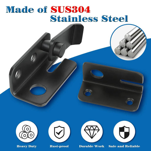 Flip Latch For Gates And Cabinets Sliding Bolt Latch Safety Door Lock Catch Matte Black SUS304 Stainless Steel