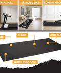 High Density Home Gym Equipment Mat Protects Floors From Treadmills, Exercise Bikes, And Ellipticals, Quarter Inch Thick, 24 By 48 Inches, Moisture Resistant Floor Protector For Any Surface under treadmill and bike