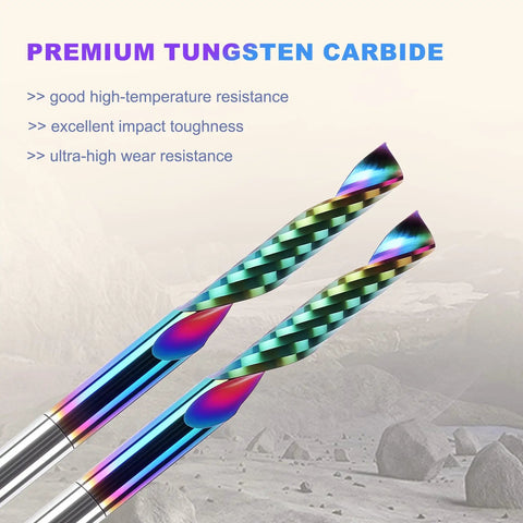 10 Pcs O Flute CNC Router Bit Set With 1/8 Inch Shank, Single Flute Upcut End Mills with premium tungsten carbide coating