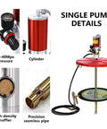 Pro Grade Pneumatic Grease Gun With 94cm Rod And 0.85 LPM Flow featuring cylinder, pressure gauge, muffler, and seamless pipe