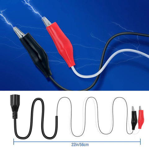 Close-up of Handy Pro Grade Circuit Breaker Finder Accessory Kit with clip adapter and long cables, 22in length, black and red clips.