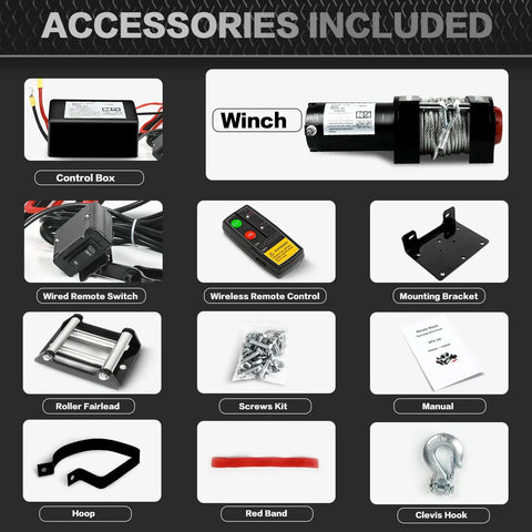 Accessories for Beefed Up Electric Winch 3500 Lb 12V DC For ATV UTV With Wireless Remote Steel Rope Waterproof Towing Winch Kit