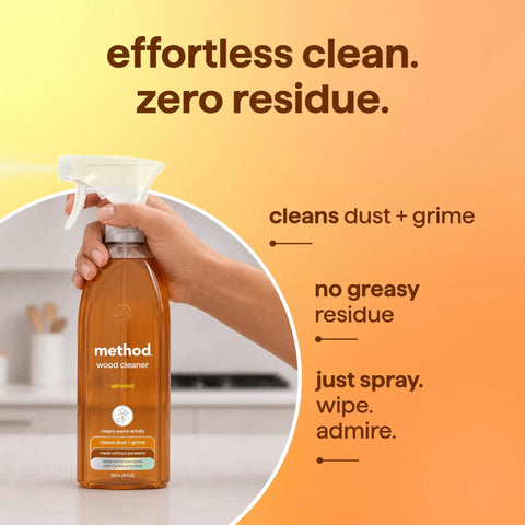 Daily Wood Cleaner Spray With Warm Almond Essence Knocks Out Stubborn Dust And Kitchen Grit While Skipping The Greasy Baggage Before It Sets In On Your Favorite Cabinetry And Hardwood in hand.