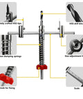 Adjustable Hole Saw Cutter Kit From One And Five Eighths Inch To Eight Inches With Twin Blade and ABS Dust Shield, displayed parts