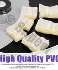 Clear PVC Heat Shrink Bottle Band Kit With 1200 Pieces In Six Sizes bundles displayed with high-quality labels