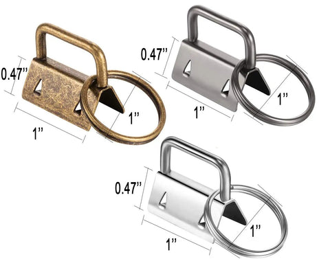 40 Piece All In One Key Fob Hardware Set With 39 One Inch Fob Pieces And 8 Inch Pliers in bronze, gun black, silver finishes